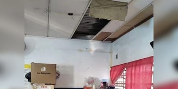 Se despendió una parte del techo de un colegio de Rosario, pero no hay heridos.