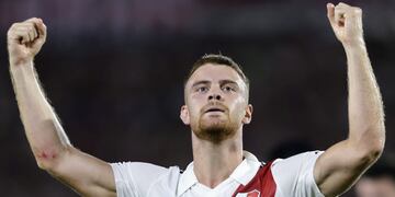 El Vikingo Lucas Beltrán festejando. Y en Instituto también, por el porcentaje que le queda por su transferencia (La Voz archivo).