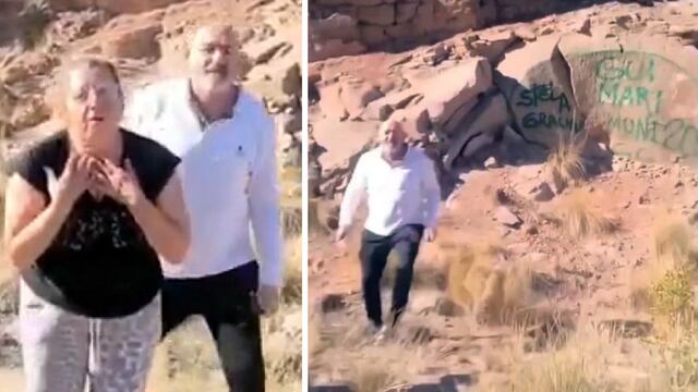 Turistas graffitearon la naturaleza.