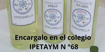 Repelente a base de citronella elaborado por el Ipetaym 68 de Arroyito