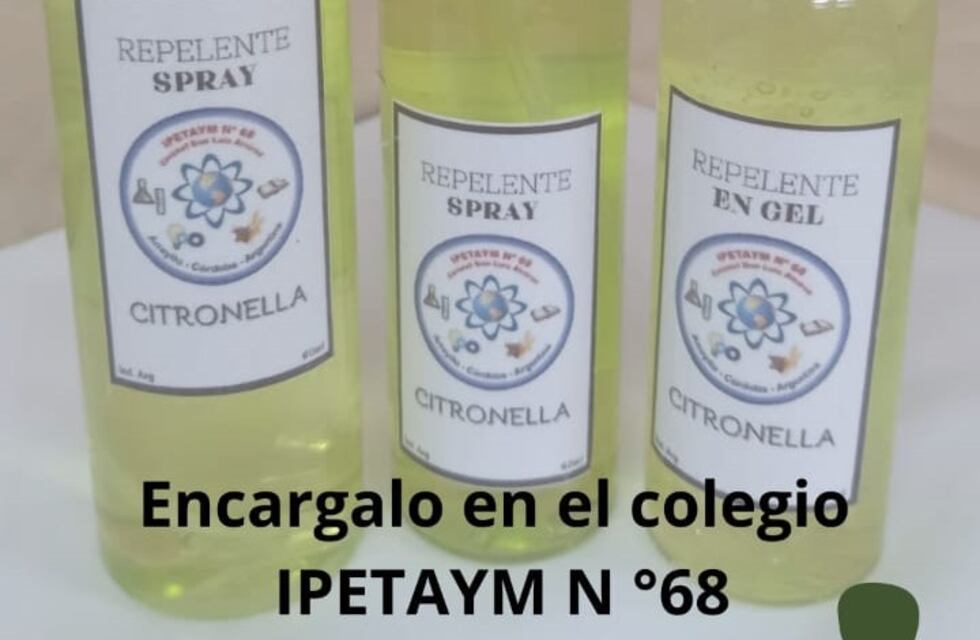 Alumnos de química del Ipetaym N° 68 de Arroyito fabrican repelentes a base de citronella y lo comercializan