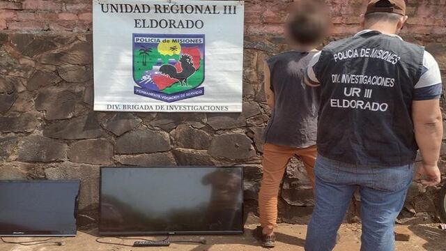 Terminó detenido tras robar televisores de una cabaña en Eldorado.