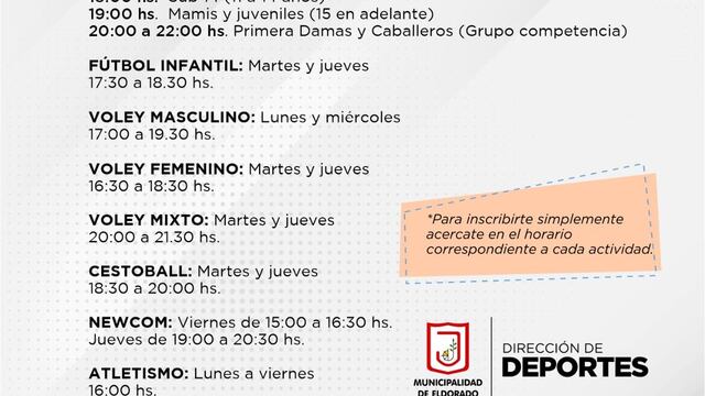 Eldorado retoma las actividades deportivas en polideportivo del Km 9