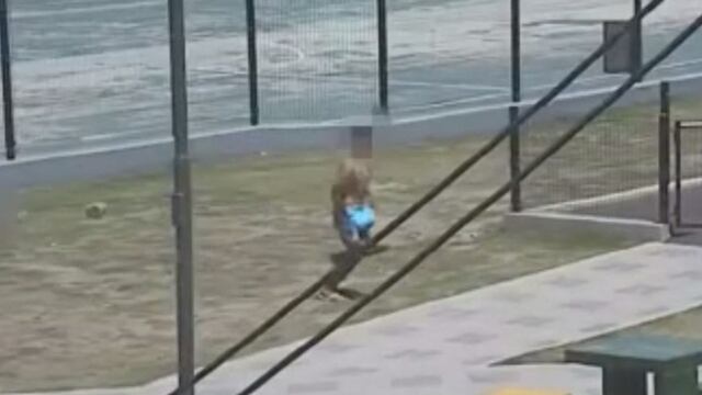 Uno de los menores de edad intentando escapar de la Policía.