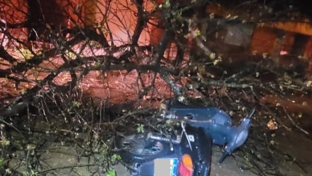 Arduo trabajo de Bomberos Voluntarios de Arroyito por el temporal de viento y lluvia