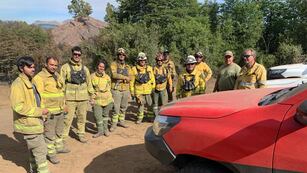 Incendio. Continúa el trabajo de los bomberos cordobeses en el parque Nacional Los Alerces, en Chubut. (Gobierno de Córdoba)