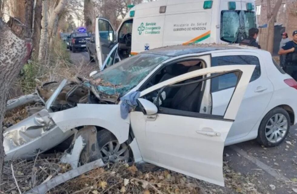 Impactante choque en Las Heras: un menor impactó contra un árbol y quedó herido