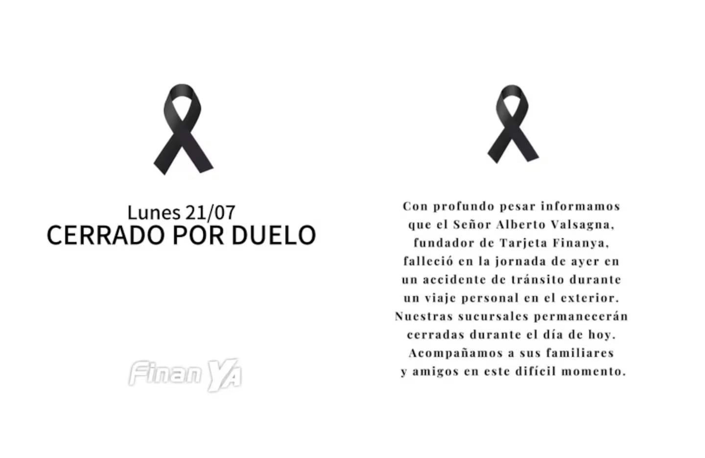 El comunicado de Finanya.