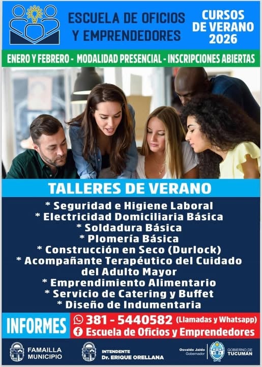 La propuesta incluye nueve talleres orientados a oficios, servicios y emprendedurismo.