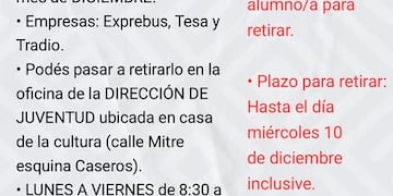 Entrega de abonos estudiantiles en Famaillá. (Foto Municipalidad de Famaillá)