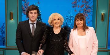 Javier Milei, Mirtha Legrand y Patricia Bullrich.