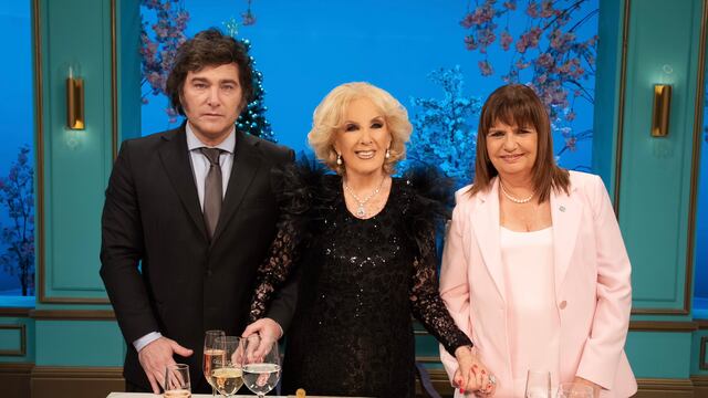 Javier Milei, Mirtha Legrand y Patricia Bullrich.