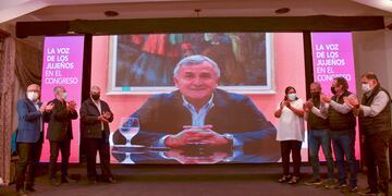 Desde Buenos Aires, el gobernador Morales participó de manera virtual del anuncio del triunfo de Cambia Jujuy en las PASO 2021.