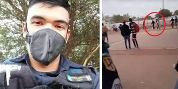 Un policía fue brutalmente agredido durante incidentes en una cancha en Monte Quemado.