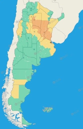 Alerta naranja y amarilla por tormentas en Argentina este viernes 24 de octubre.