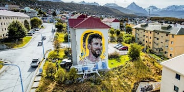 Messi fue homenajeado en el Encuentro de Muralistas de Ushuaia