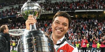 Marcelo Gallardo fue campeón de la Copa Libertadores 2018 ante Boca en Madrid.