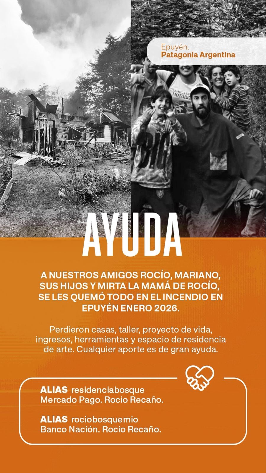 Damnificados por los incendios en la Patagonia