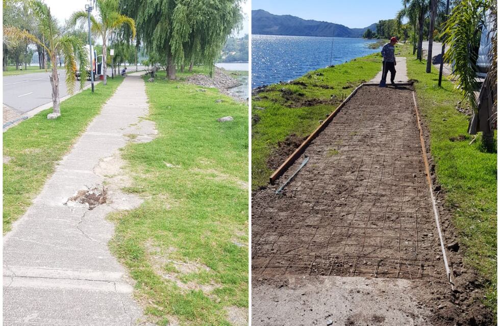 Continúan los arreglos en la costanera norte y en la costanera sur de Carlos Paz