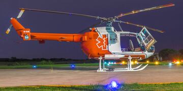 Helicóptero biturbina es una unidad de terapia intensiva aérea, con la capacidad de aterrizar en cualquier lugar donde una emergencia médica lo requiera (Web empresa UVT)