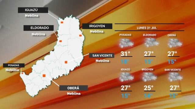 Inicio de semana con buen tiempo en Misiones.