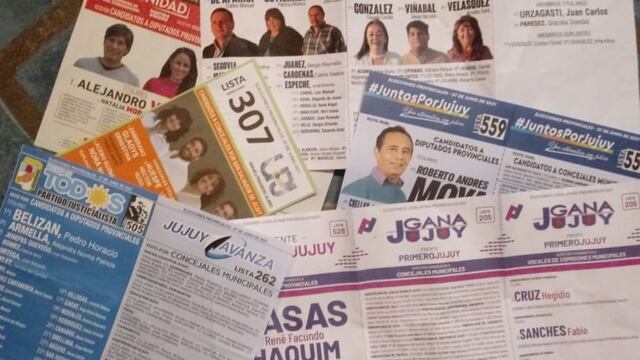 Boletas de los espacios políticos que participan de los comicios provinciales en Jujuy el 27 de junio.