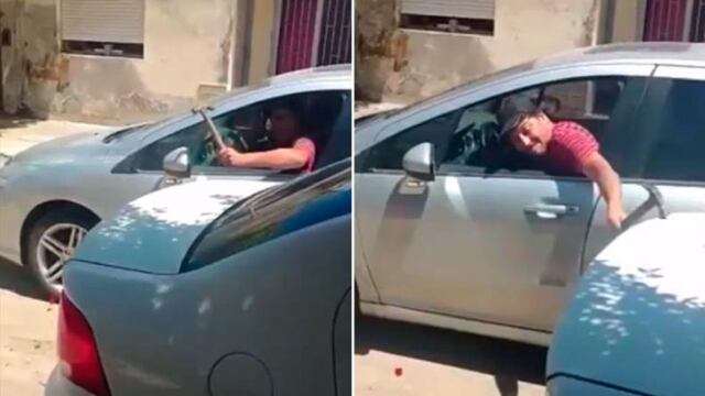 A martillazos atacó al auto de su ex mujer.