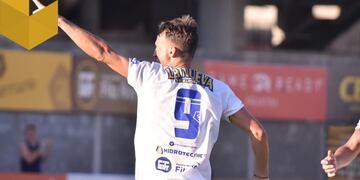 Gonzalo Klusener y su postal acostumbrada: festejando un gol. Este sábado enfrenta a Belgrano (Prensa Atlanta).