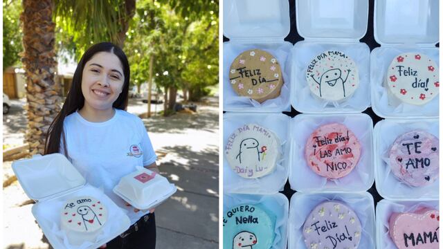 Yasmín junto a las bento cakes que hace en Dulces Detalles.