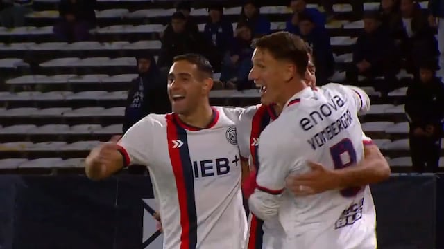 Alexis Cuello y el gol de San Lorenzo para el 1 a 0 ante Talleres (Captura).