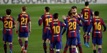 Los saludos de los futbolistas del Barcelona para Lionel Messi.