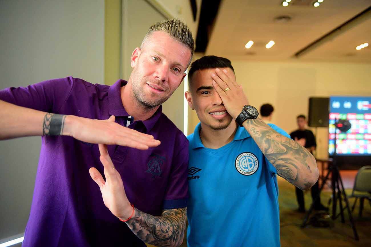 Lucas Manuel Zelarayán y Guido Herrera. Conferencia de prensa del clásico Talleres-Belgrano. (José Hernández / La Voz)