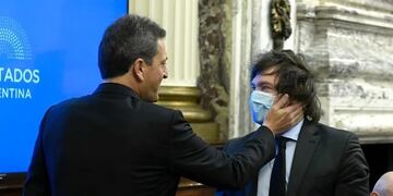 Sergio Massa y Javier Milei en la Cámara de Diputados (Archivo)