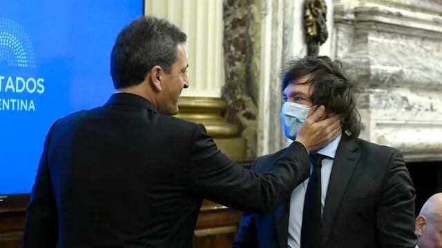 Sergio Massa y Javier Milei en la Cámara de Diputados (Archivo)