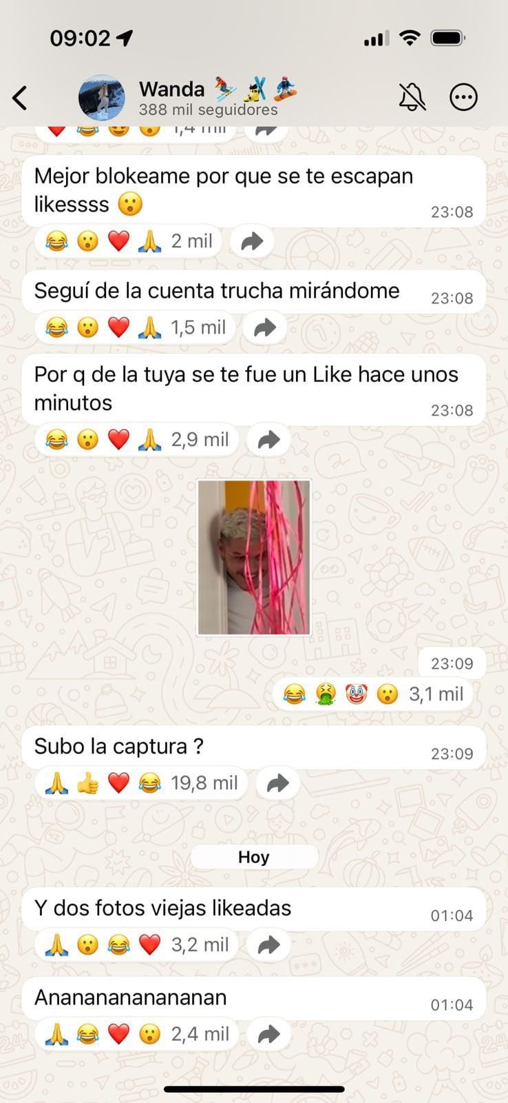 Wanda Nara en su canal de difusión de WhatsApp.