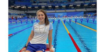 Delfina Pignatiello en la piscina de los Olímpicos.