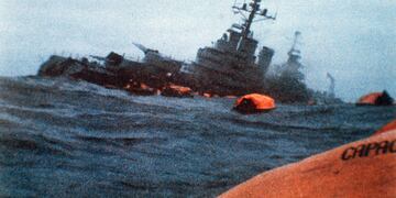 El crucero General Belgrano, atacado y hundido la tarde del 2 de mayo de 1982 durante la guerra de las Malvinas.