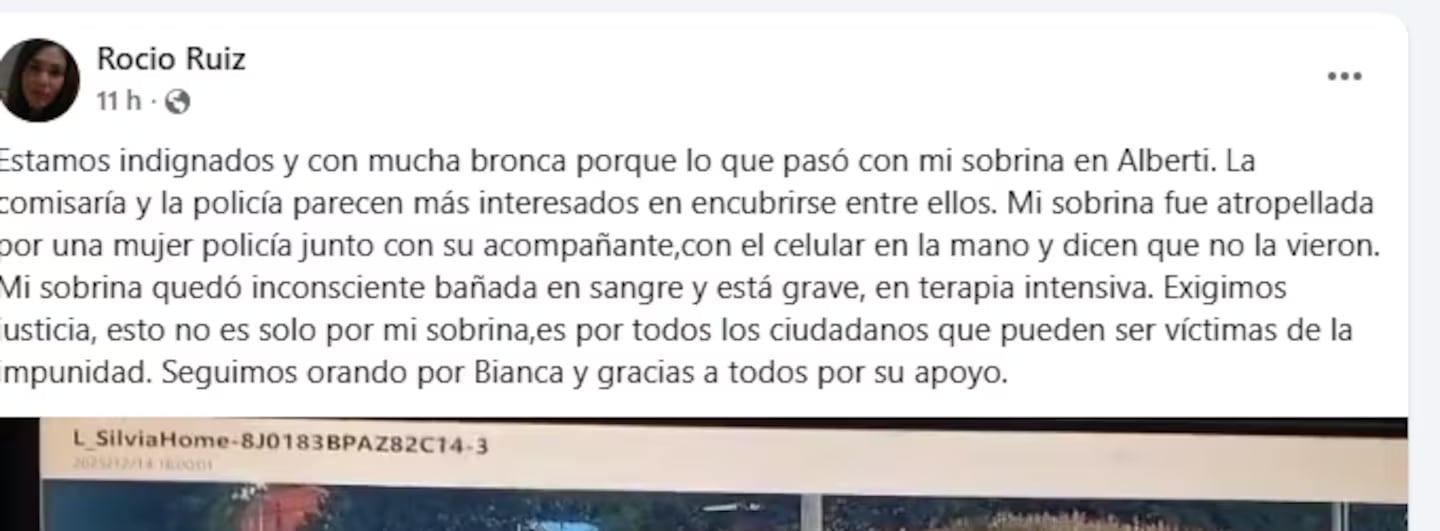 La tía de la nena atropellada en Pilar cuestionó a la policía