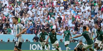 Argentina en su debut en el Mundial, ante Arabia Saudita. (AP).
