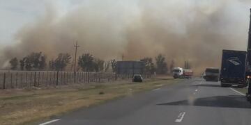 Incendio sobre ruta 19