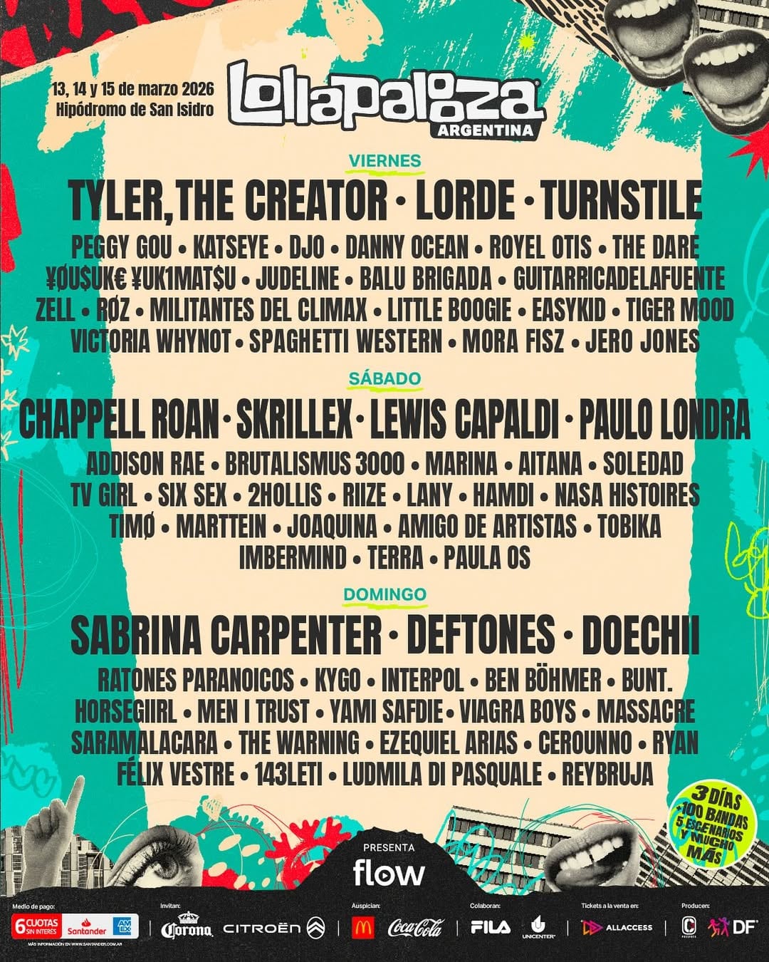 Cambios en el line up del Lollapalooza Argentina 2026: qué artista se bajó y cómo quedó la grilla día por día