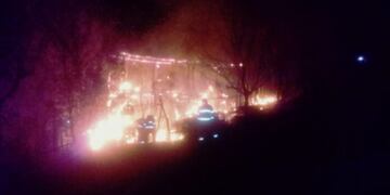 Huerta Grande. Incendio en una cabaña.