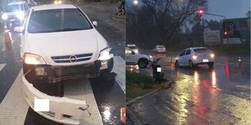 Un Chevrolet Astra colisionó con una motocicleta.