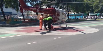 La joven fue trasladada en helicóptero