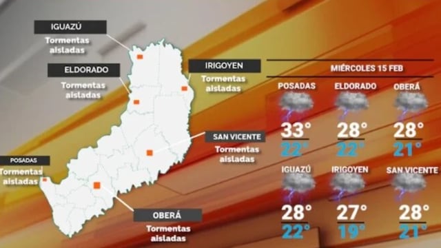 Se mantienen las lluvias y tormentas aisladas en Misiones durante este miércoles.