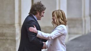 Javier Milei y Giorgia Meloni durante su encuentro en Roma. Foto: Juan Ignacio Calcagno