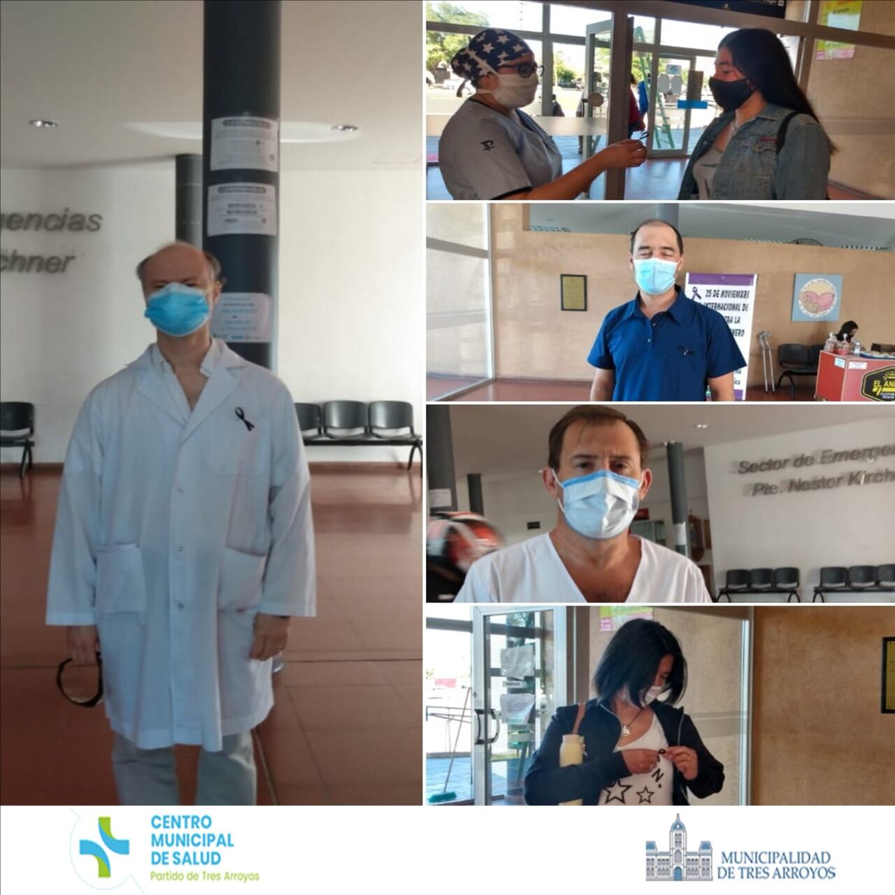 En Conmemoración al día del médico y en homenaje a los fallecidos por Covid -19, en el ingreso del Centro Municipal de Salud se entregan lazos negros al personal