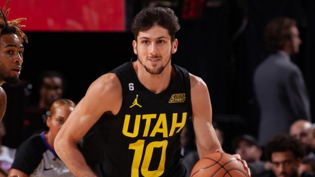 Leandro Bolmaro con la camiseta de Utah Jazz. (NBA)