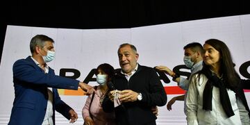 Luis Juez y Rodrigo del Loredo en el bunker de Juntos por Cordoba