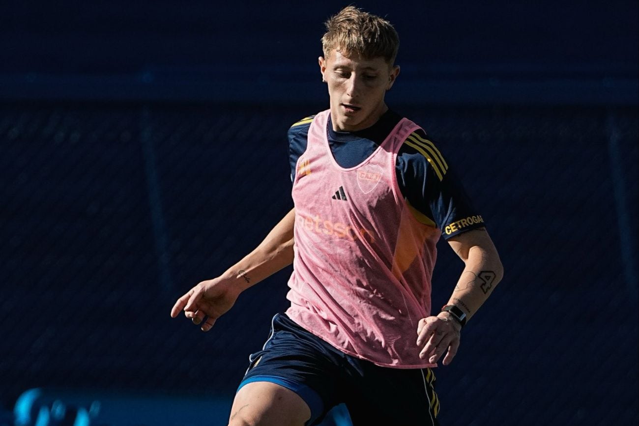 Juan Barinaga en el entrenamiento de Boca. (Prensa Boca Juniors).